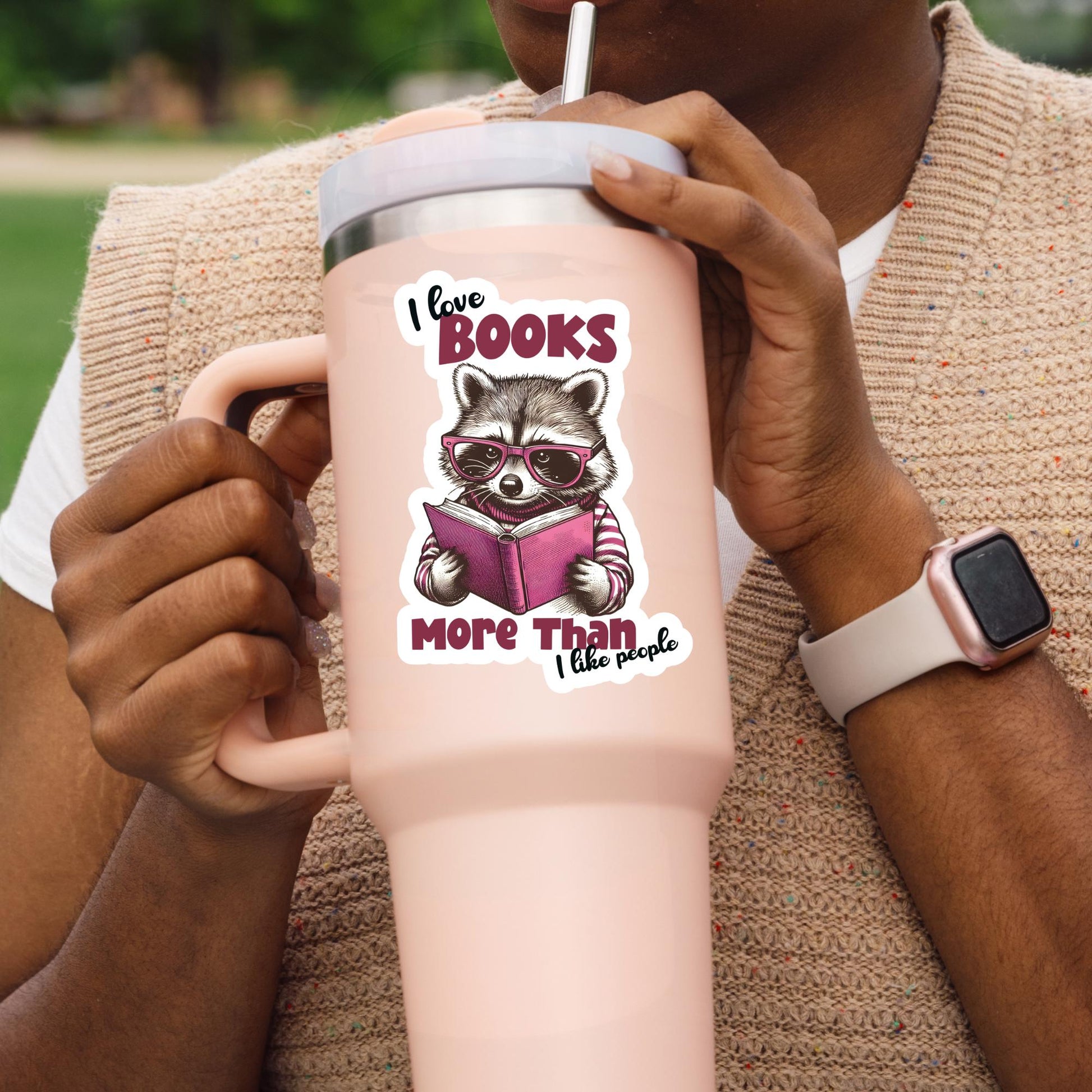 I love books more than I like people sticker, Racoon reading sticker, kindle sticker, book sticker, kindle sticker, book stickers,