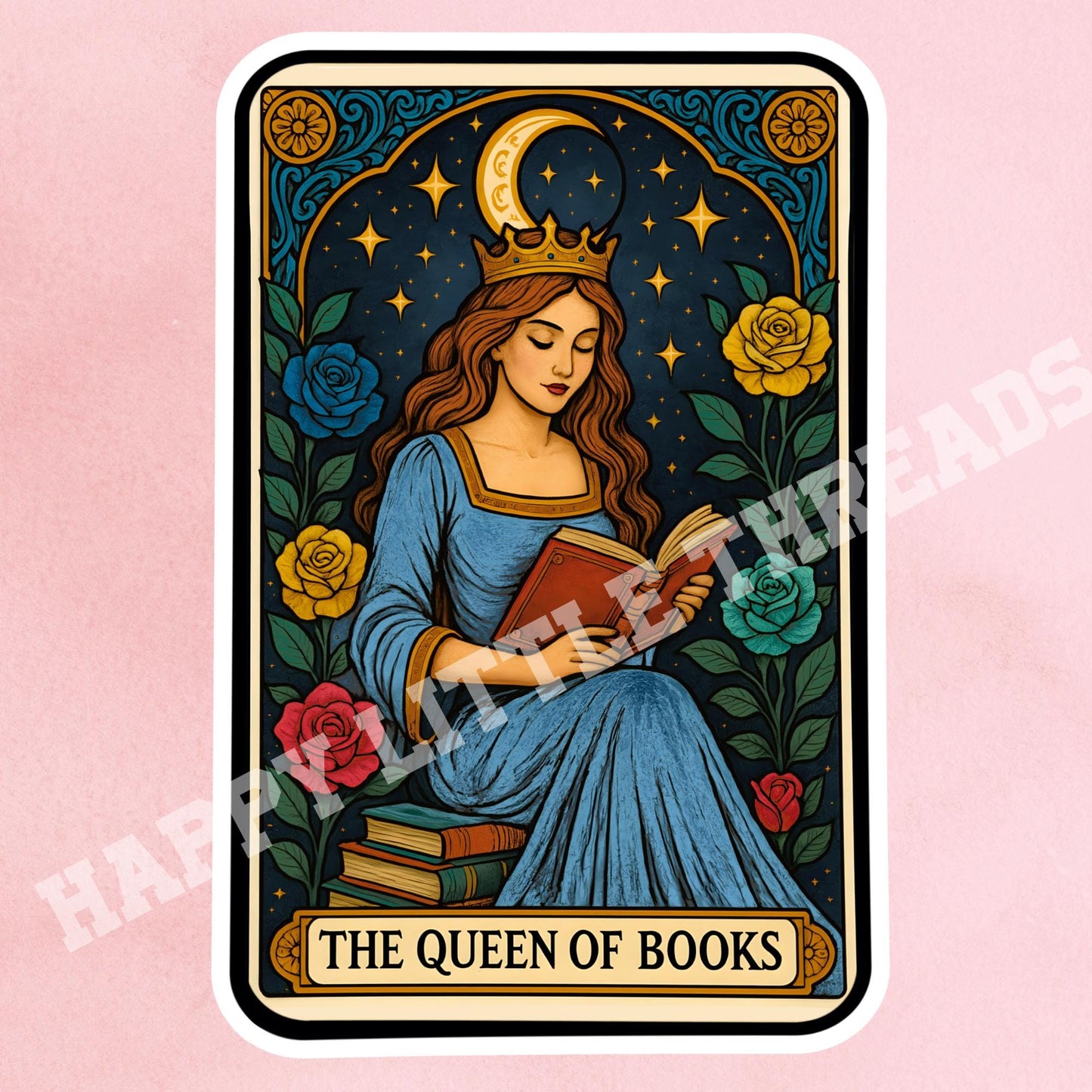 Queen of books sticker, kindle sticker, book sticker, kindle sticker, bookish sticker, book stickers, stickers for kindle, book merch