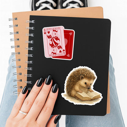 Hedgehog Book Sticker, Cute Vinyl Sticker, Fantasy Bookish Merch, Book Lover Gift, e-reader Kindle Stickers, Reading Lover, Booktok