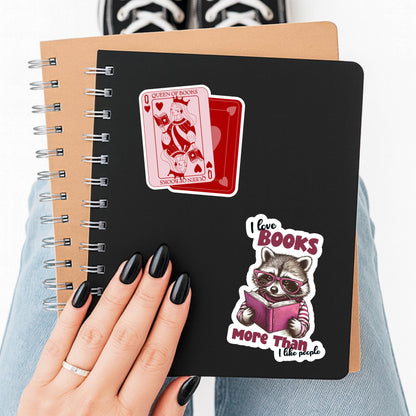 I love books more than I like people sticker, Racoon reading sticker, kindle sticker, book sticker, kindle sticker, book stickers,