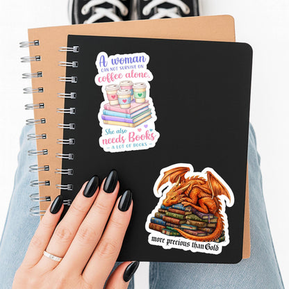Coffee and books sticker, Reading sticker, coffee sticker, coffee and books, Sticker, fantasy Sticker, e-reader Kindle Stickers