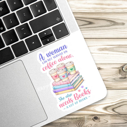 Coffee and books sticker, Reading sticker, coffee sticker, coffee and books, Sticker, fantasy Sticker, e-reader Kindle Stickers