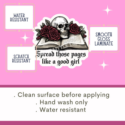 Spread those pages like a good girl sticker, dark romance sticker, smut sticker, Morally grey book sticker, kindle sticker, bookish sticker