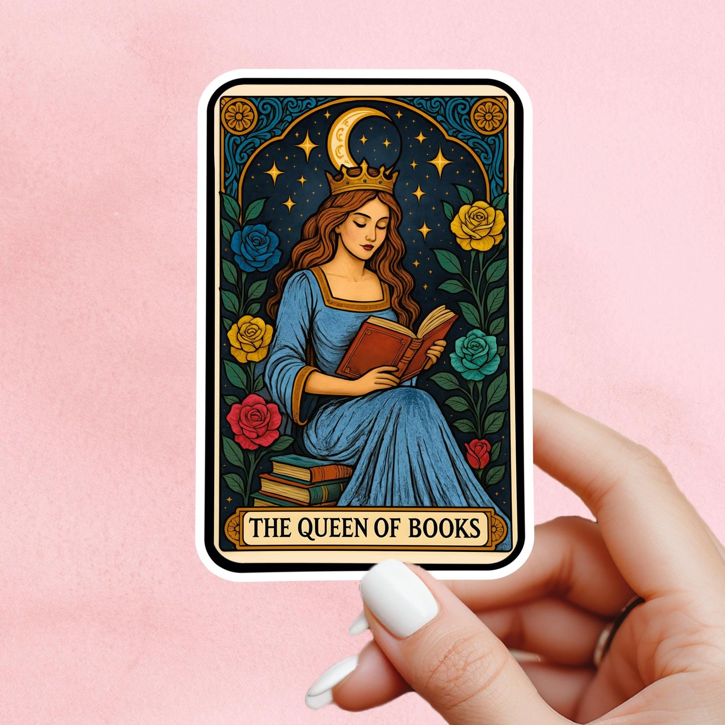Queen of books sticker, kindle sticker, book sticker, kindle sticker, bookish sticker, book stickers, stickers for kindle, book merch