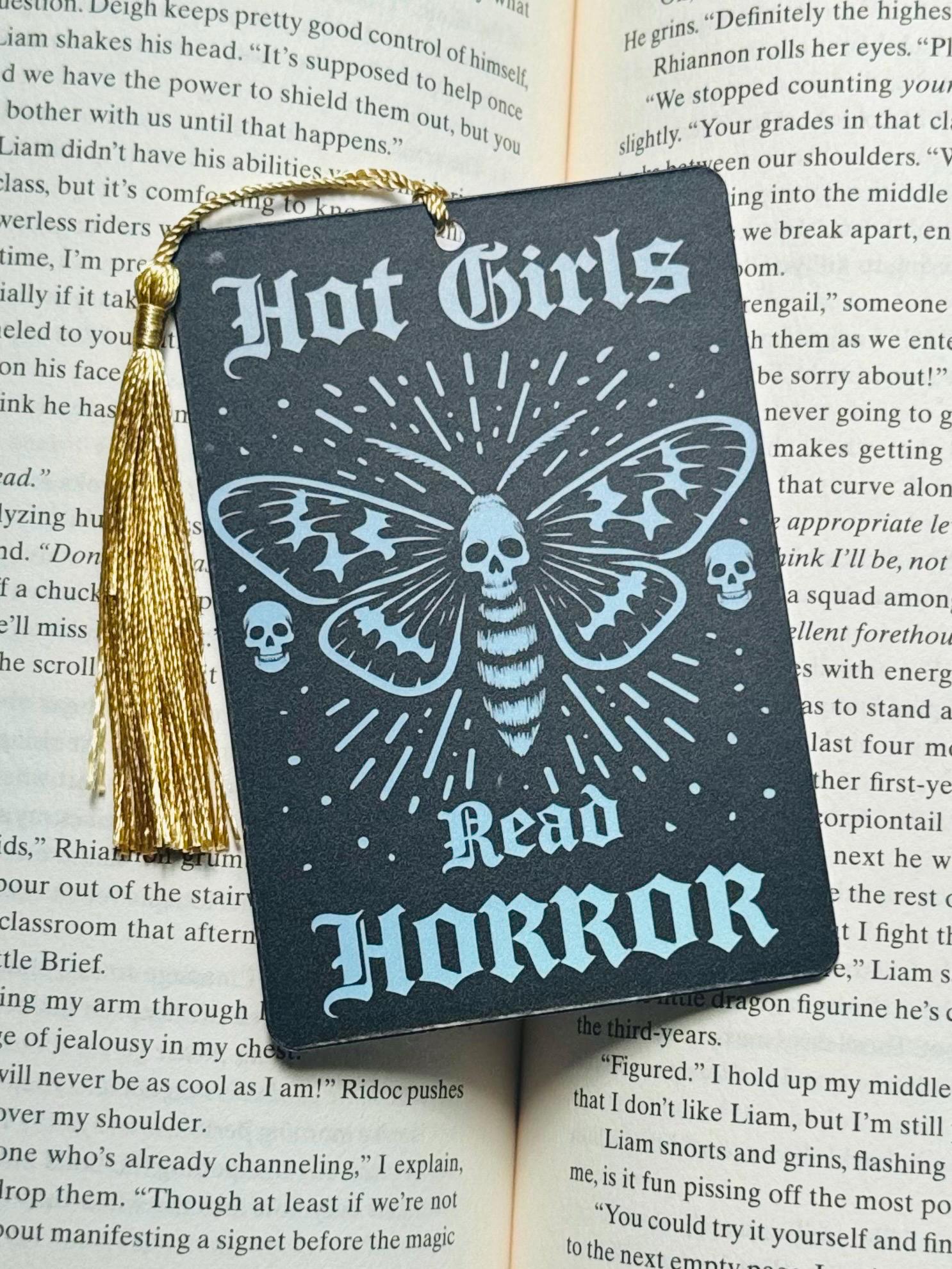 Hot girls read horror bookmark, Tarot card Bookmark, holographic bookmark, Gothic Bookmark, Bookish Gifts for Readers, Handmade Bookmark,