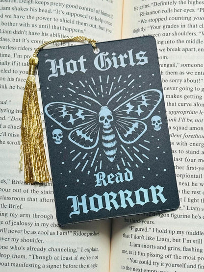 Hot girls read horror bookmark, Tarot card Bookmark, holographic bookmark, Gothic Bookmark, Bookish Gifts for Readers, Handmade Bookmark,