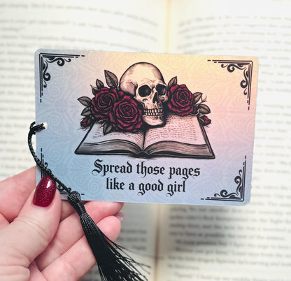 Spread those pages like a good girl bookmark, Dark romance bookmark, Tarot card Bookmark, smut bookmark, Gothic Bookmark