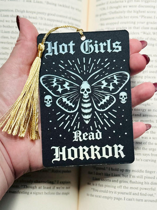 Hot girls read horror bookmark, Tarot card Bookmark, holographic bookmark, Gothic Bookmark, Bookish Gifts for Readers, Handmade Bookmark,