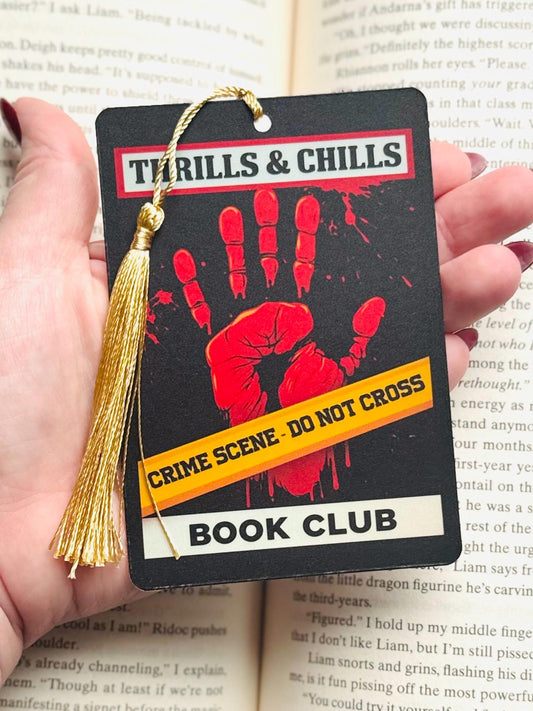 Thrills and chills bookmark, Tarot card Bookmark, true crime bookmark, Gothic Bookmark, Bookish Gifts for Readers, Handmade Bookmark