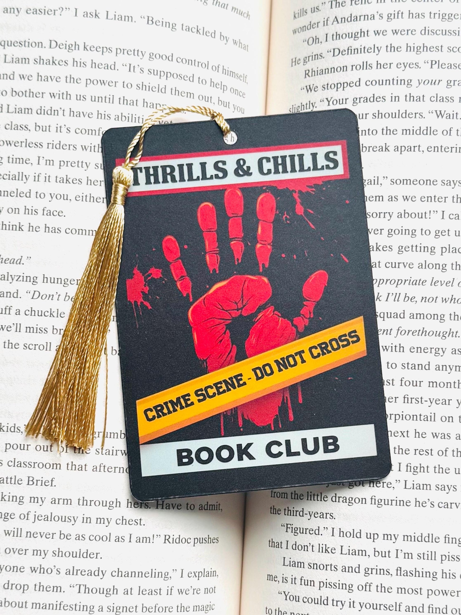 Thrills and chills bookmark, Tarot card Bookmark, true crime bookmark, Gothic Bookmark, Bookish Gifts for Readers, Handmade Bookmark