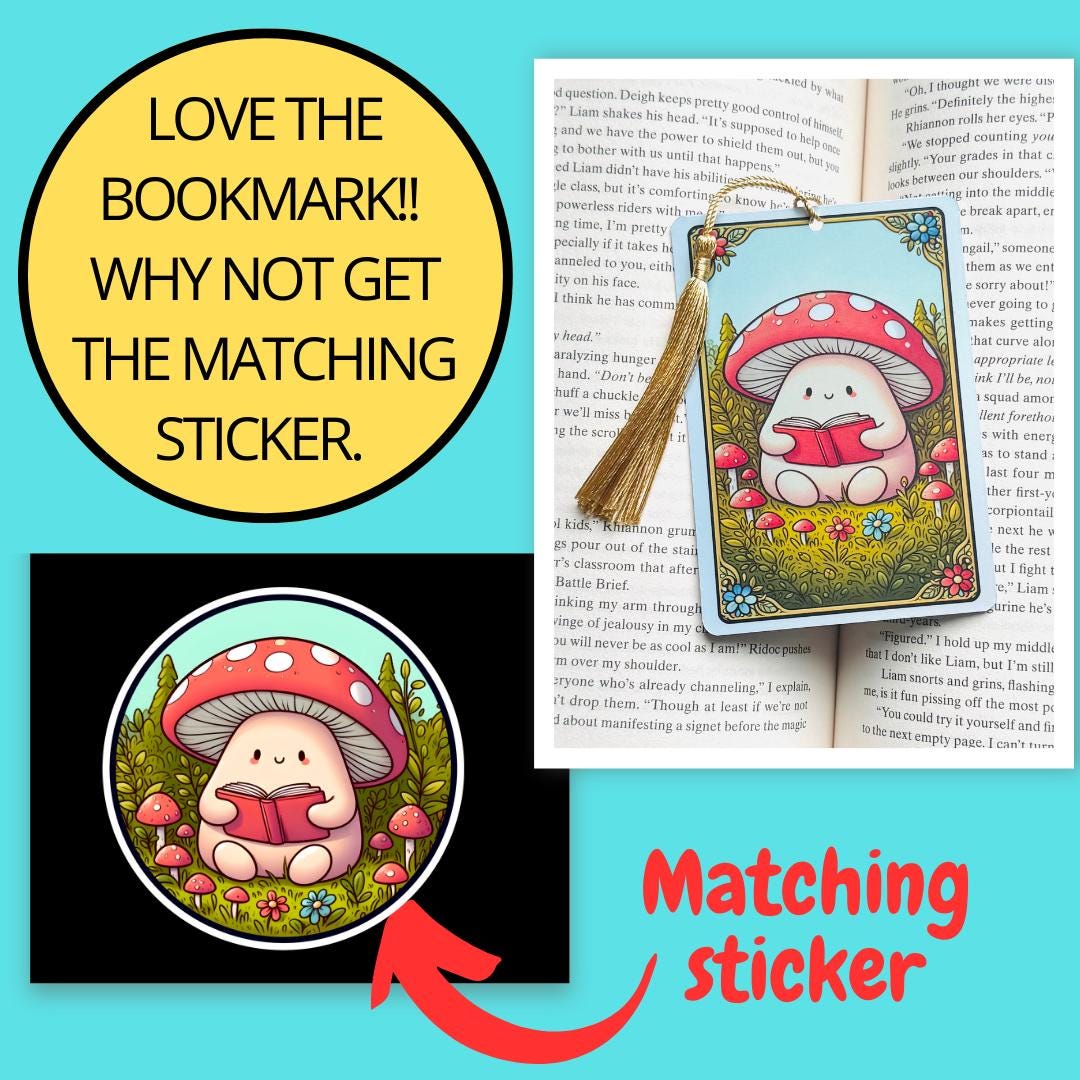 Mushroom reading bookmark, Tarot card Bookmark, fantasy bookmark, Gothic Bookmark, Bookish Gifts for Readers, Handmade Bookmark,