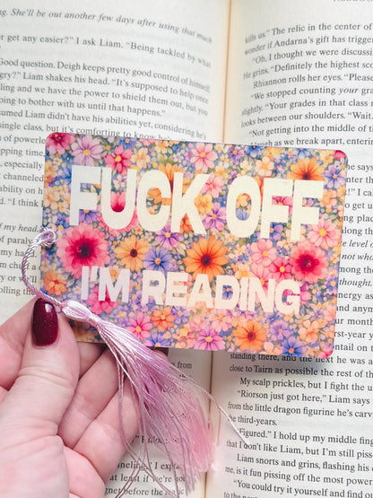 Fuck off im reading Bookmark, sassy bookmark, holographic bookmark, Bookmark, Bookish Gifts for Readers, Handmade Bookmark,
