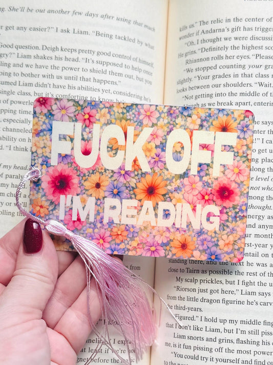 Fuck off im reading Bookmark, sassy bookmark, holographic bookmark, Bookmark, Bookish Gifts for Readers, Handmade Bookmark,