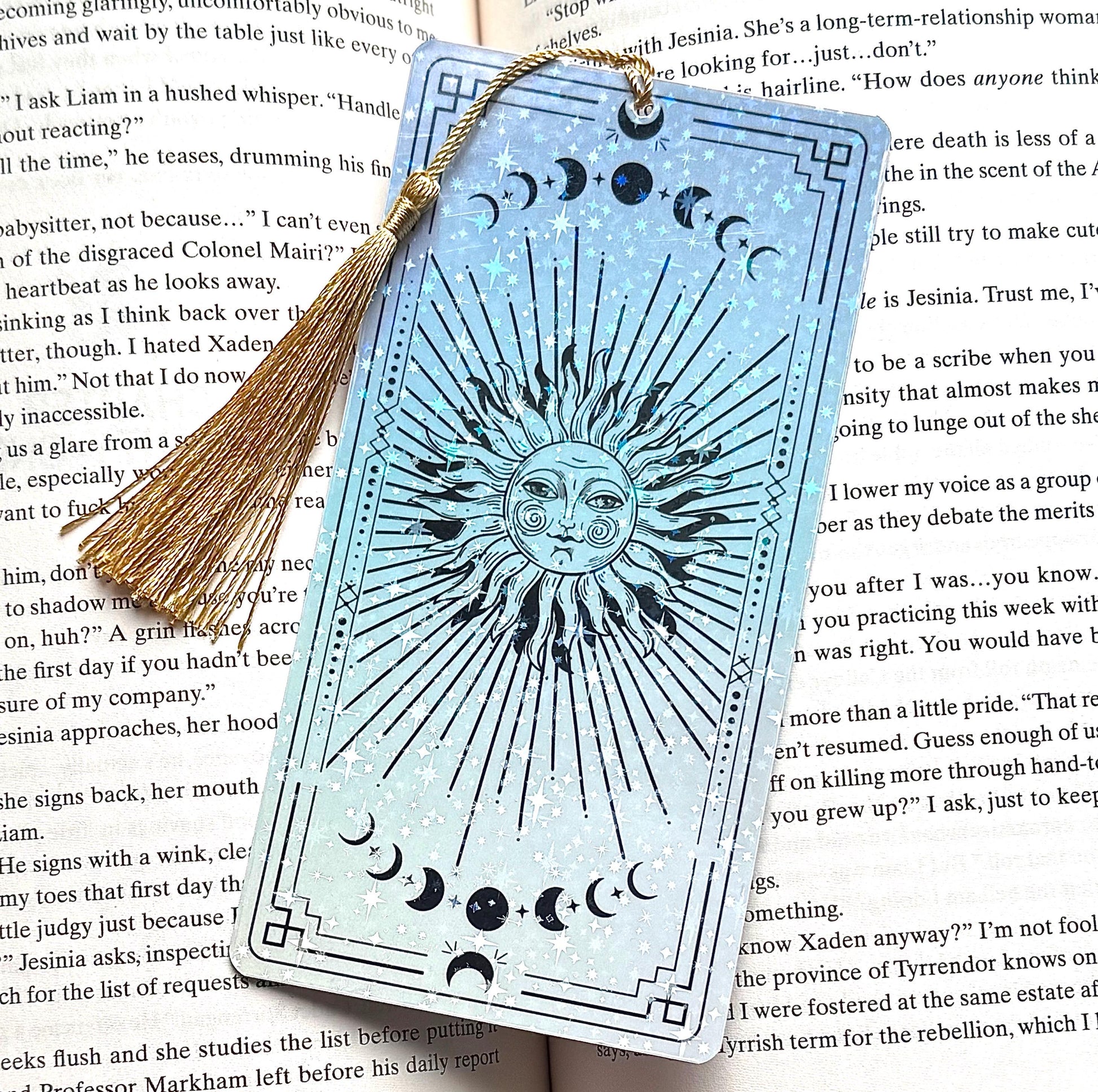 Celestial holographic Bookmark, sun and moon bookmark, holographic bookmark, witchy Bookmark