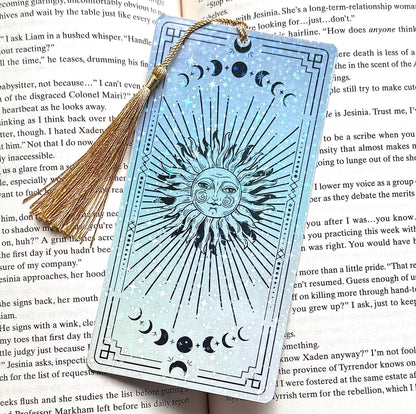 Celestial holographic Bookmark, sun and moon bookmark, holographic bookmark, witchy Bookmark