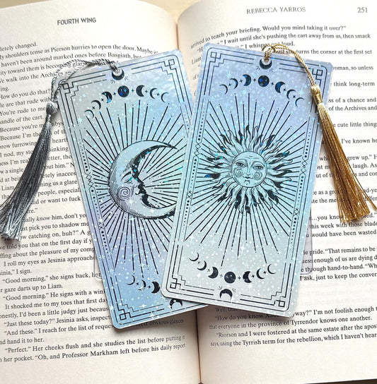Celestial holographic Bookmark, sun and moon bookmark, holographic bookmark, witchy Bookmark