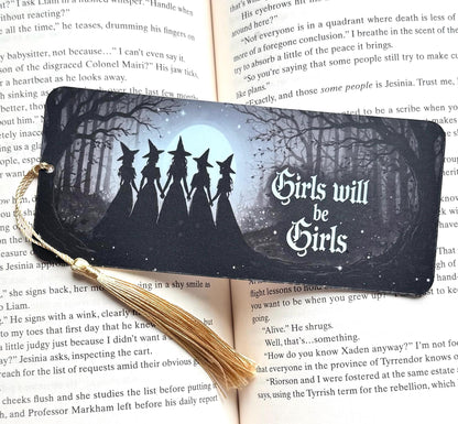 Girls will be girls Bookmark, bookmark for women, Gothic Bookmark, witch bookmark, Handmade Bookmark
