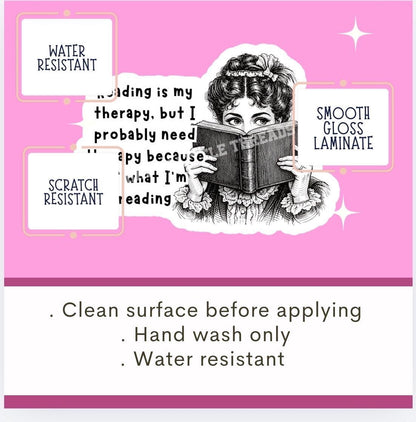 Sarcastic Bookish sticker, reading is my therapy, smut, smut sticker, sticker,bookish sticker, book sticker, kindle sticker