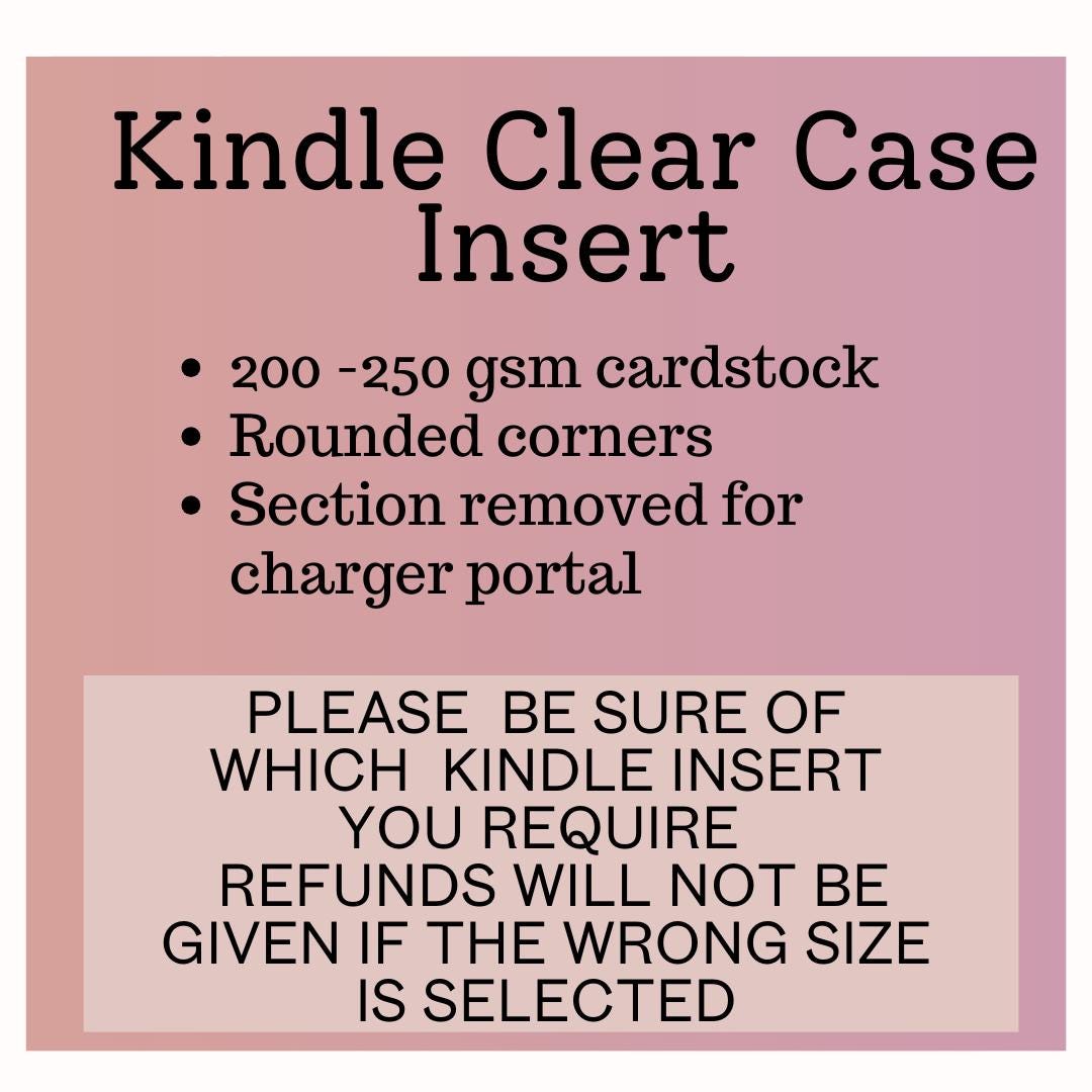 Kindle Clear Case Insert, Solid Colors kindle insert, Paperwhite, Oasis, Kindle Cover 11th, 12th Gen Accessories
