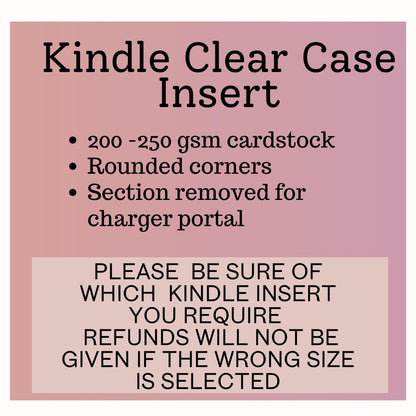 Kindle Clear Case Insert, Solid Colors kindle insert, Paperwhite, Oasis, Kindle Cover 11th, 12th Gen Accessories