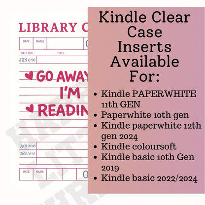 Kindle Insert Clear Case, go away I’m reading, fall kindle insert, kindle insert, kindle skin, kindle Paperwhite, cute kindle accessory