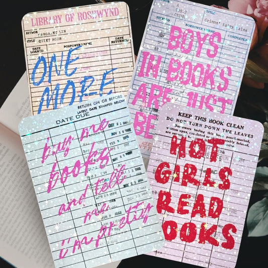 Libary card Bookmark, boys are better in books, Star holographic Bookmark, Bookish Gifts for Readers, Handmade Bookmark,