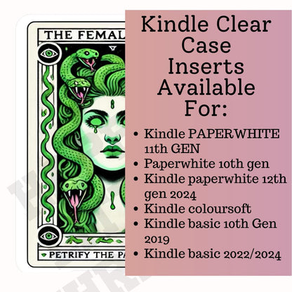 Kindle Insert Clear Case, feminist rage, medusa kindle insert, kindle insert, kindle skin, kindle Paperwhite, cute kindle accessory