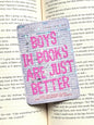 Libary card Bookmark, boys are better in books, Star holographic Bookmark, Bookish Gifts for Readers, Handmade Bookmark,