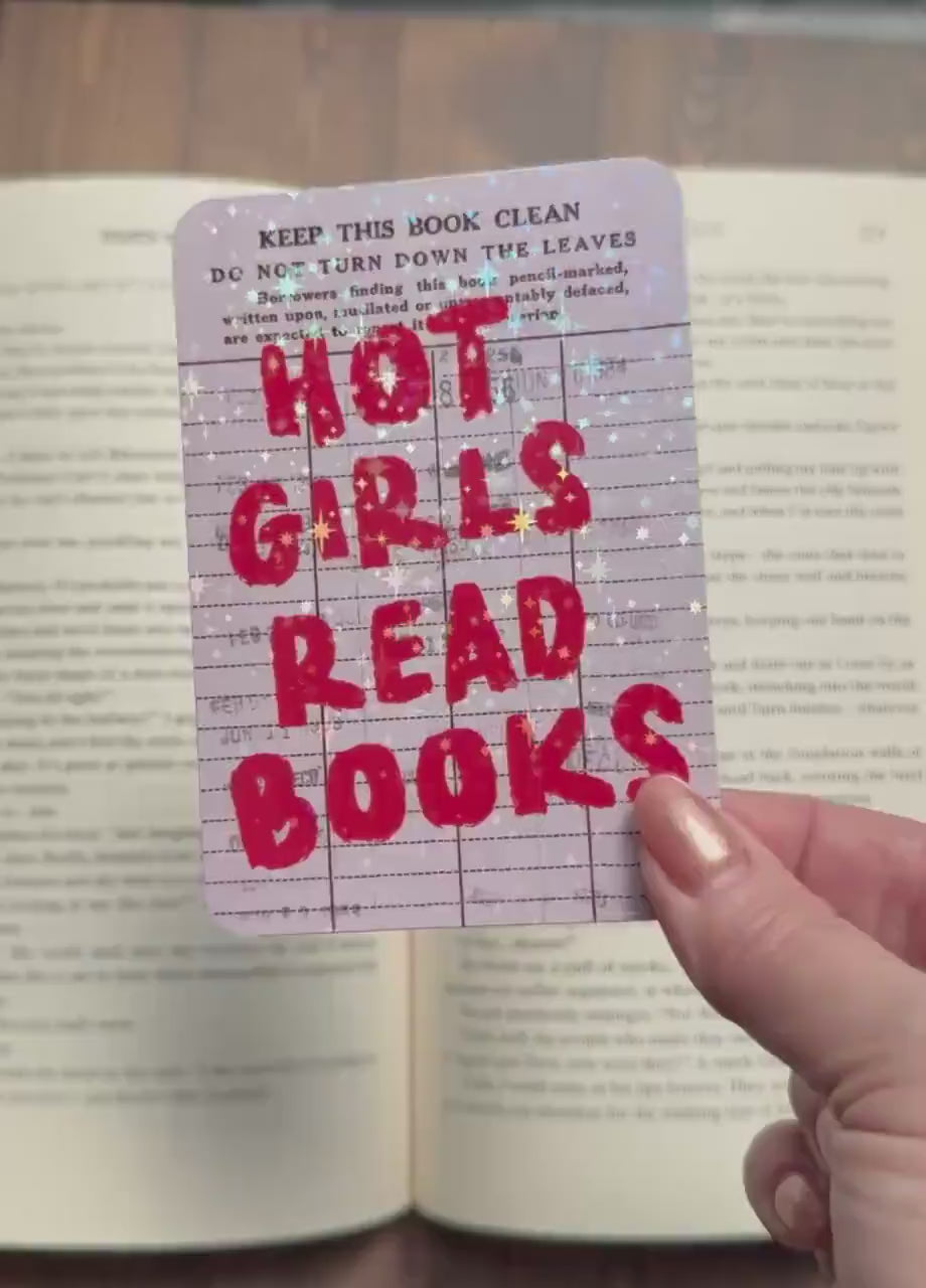 Libary card Bookmark, hot girls read books, Star holographic Bookmark, Bookish Gifts for Readers, Handmade Bookmark,