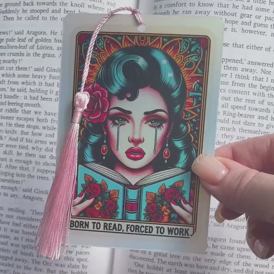 Born to read forced to work Tarot Bookmark, holographic bookmark, Gothic Bookmark, Booktok Bookmark, Bookish Gifts for Readers, Bookmark