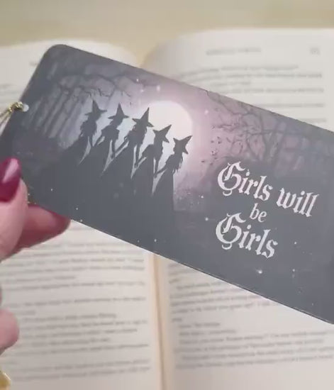 Girls will be girls Bookmark, bookmark for women, Gothic Bookmark, witch bookmark, Handmade Bookmark