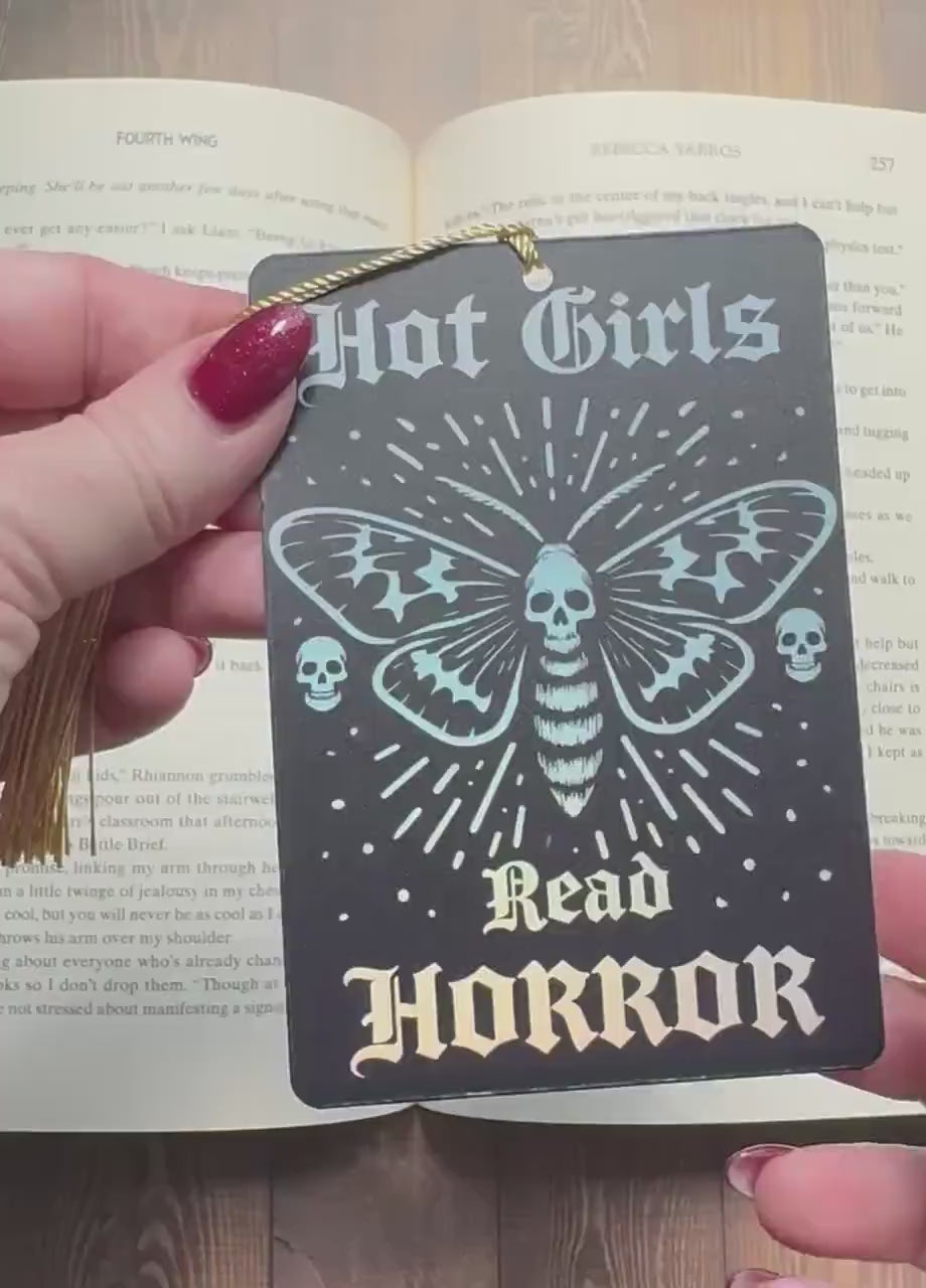 Hot girls read horror bookmark, Tarot card Bookmark, holographic bookmark, Gothic Bookmark, Bookish Gifts for Readers, Handmade Bookmark,