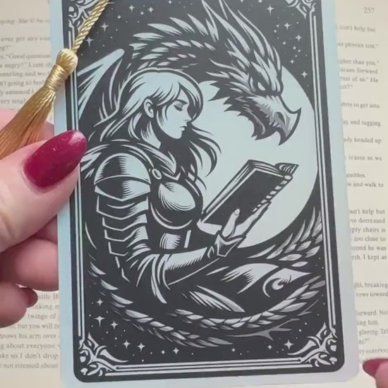 Dragon bookmark, Tarot card Bookmark, fantasy bookmark, Gothic Bookmark, Bookish Gifts for Readers, Handmade Bookmark,