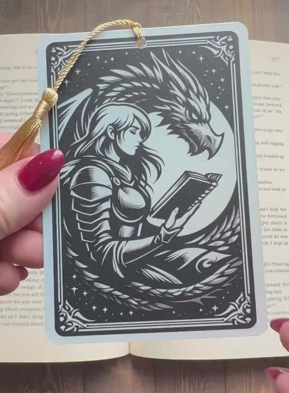 Dragon bookmark, Tarot card Bookmark, fantasy bookmark, Gothic Bookmark, Bookish Gifts for Readers, Handmade Bookmark,